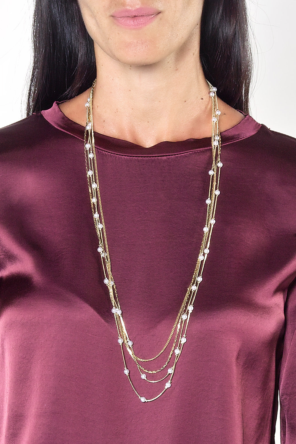 Collana Galvanica Oro con Perline
