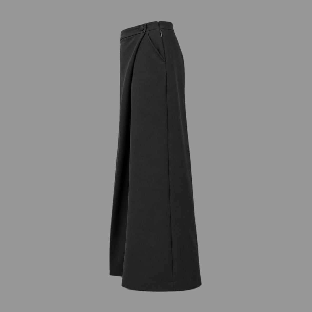Pantaloni Gamba Larga Con Pannello in Fluido Nero