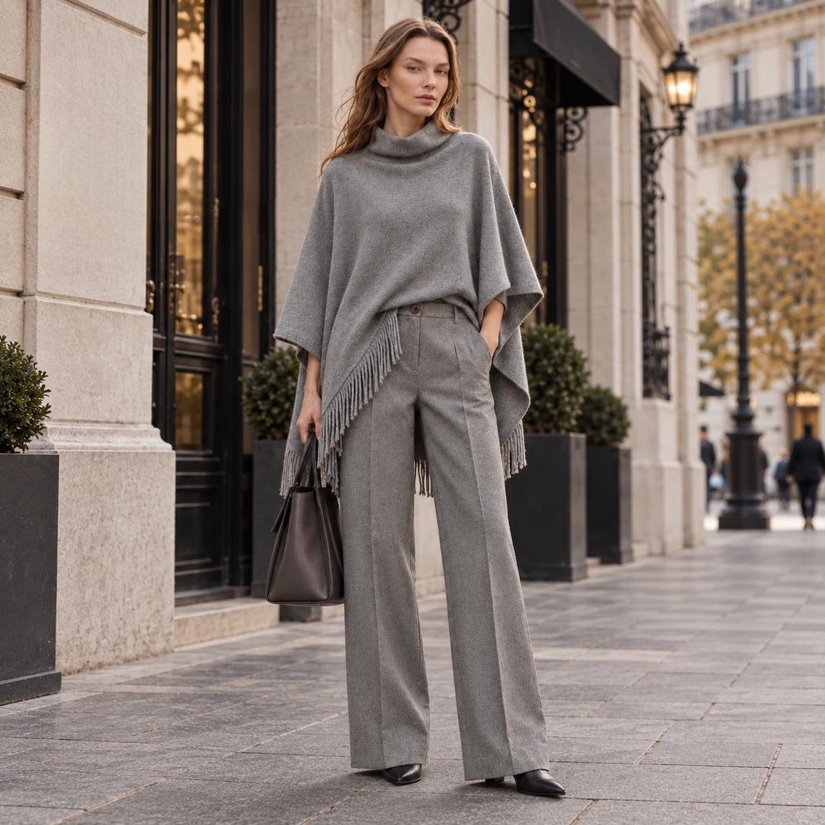 Grey Wide-Leg Trousers