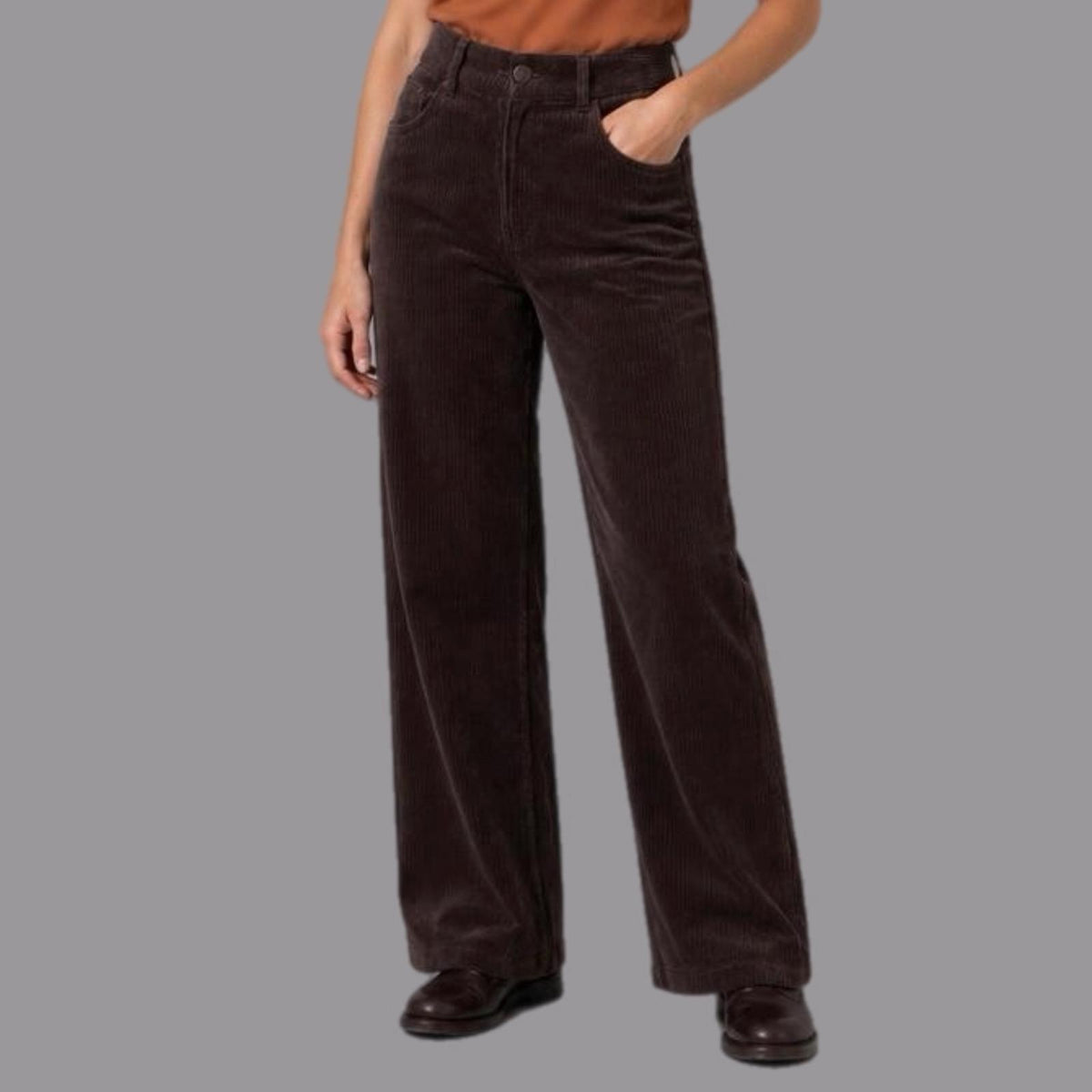 Pantaloni Gamba Larga in Velluto Moro