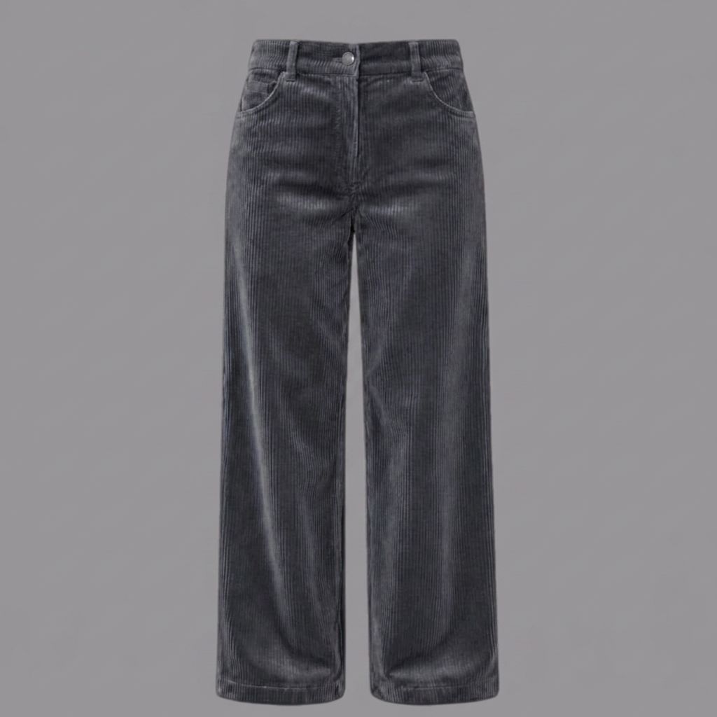 Taubengraue Cordhose mit weitem Bein