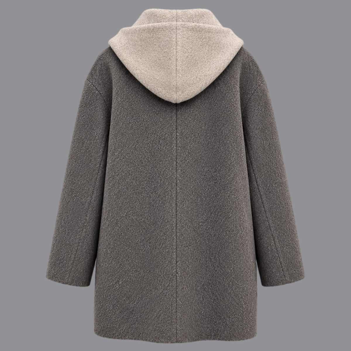 Cappotto Con Cappuccio Bicolore Antracite Grigio
