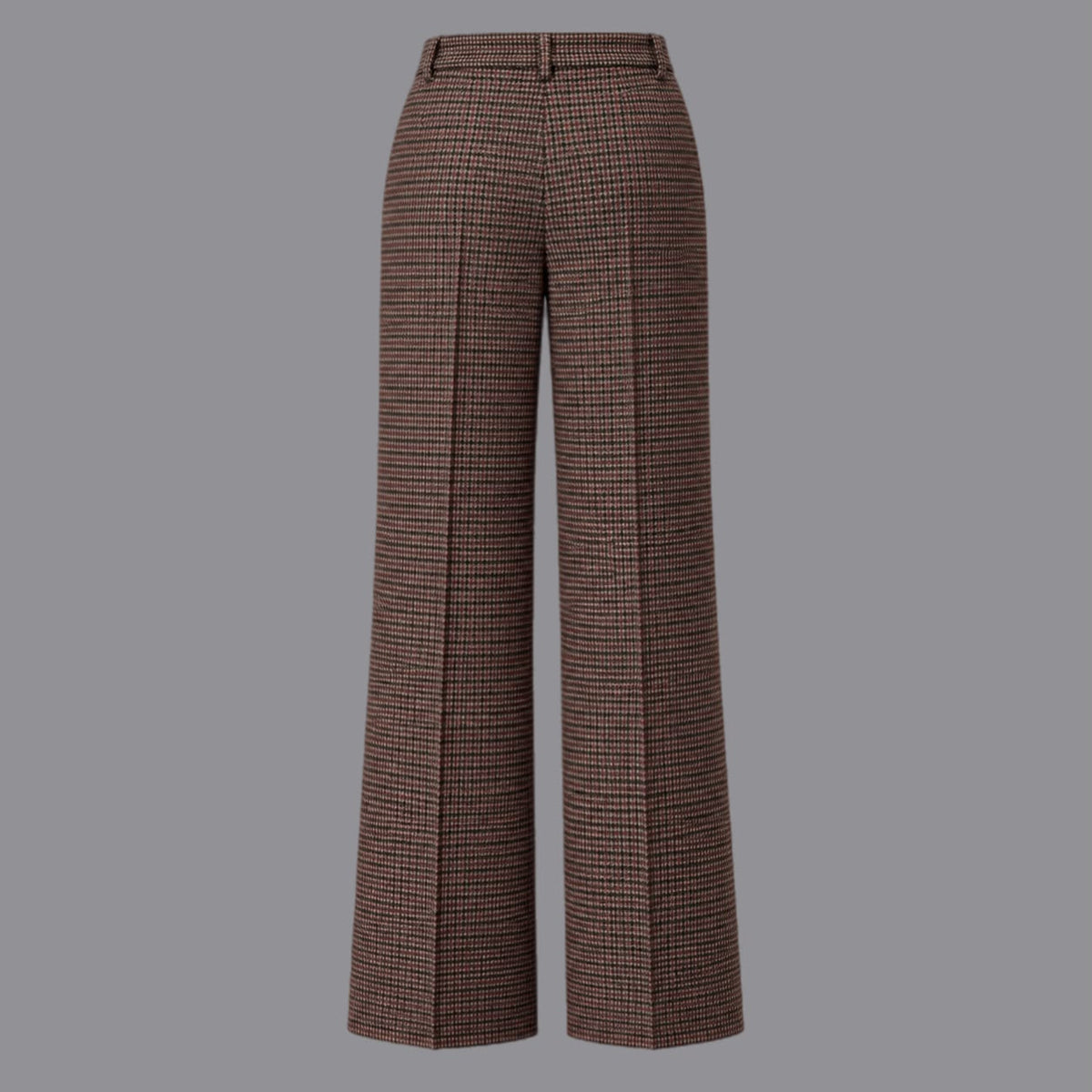 Pantaloni Gamba Larga Quadro Bordeaux