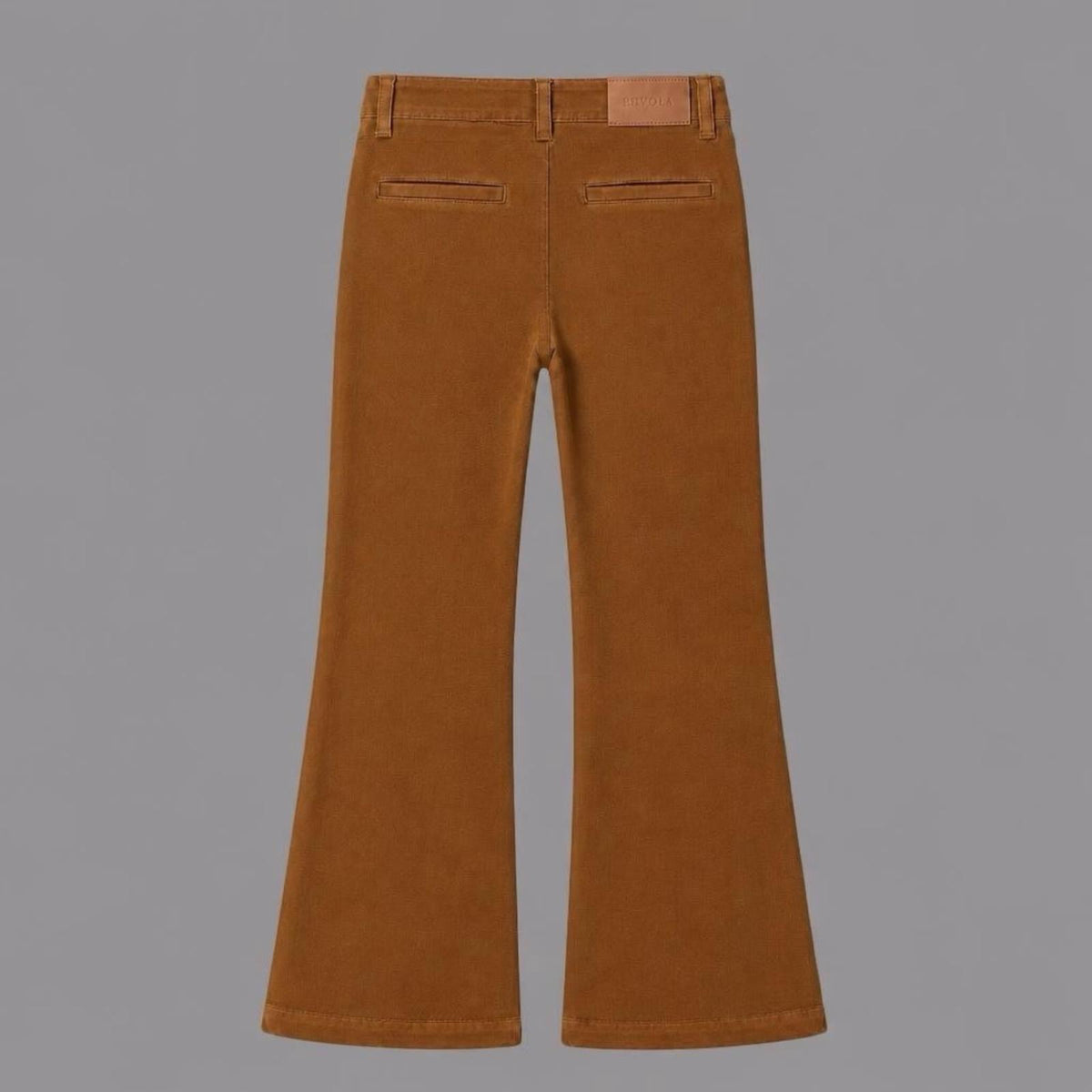 Pantaloni a Zampa Tinto in Capo Cognac