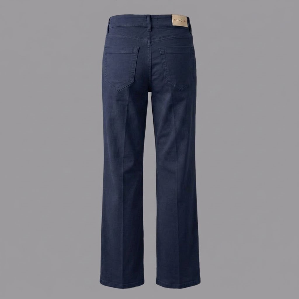 Pantaloni Cotone Tinto in Capo Gamba Dritta Blu