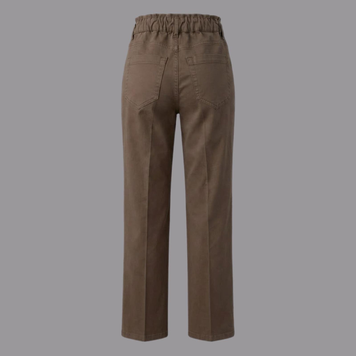 Pantaloni Cotone Tinto in Capo con Elastico Tortora