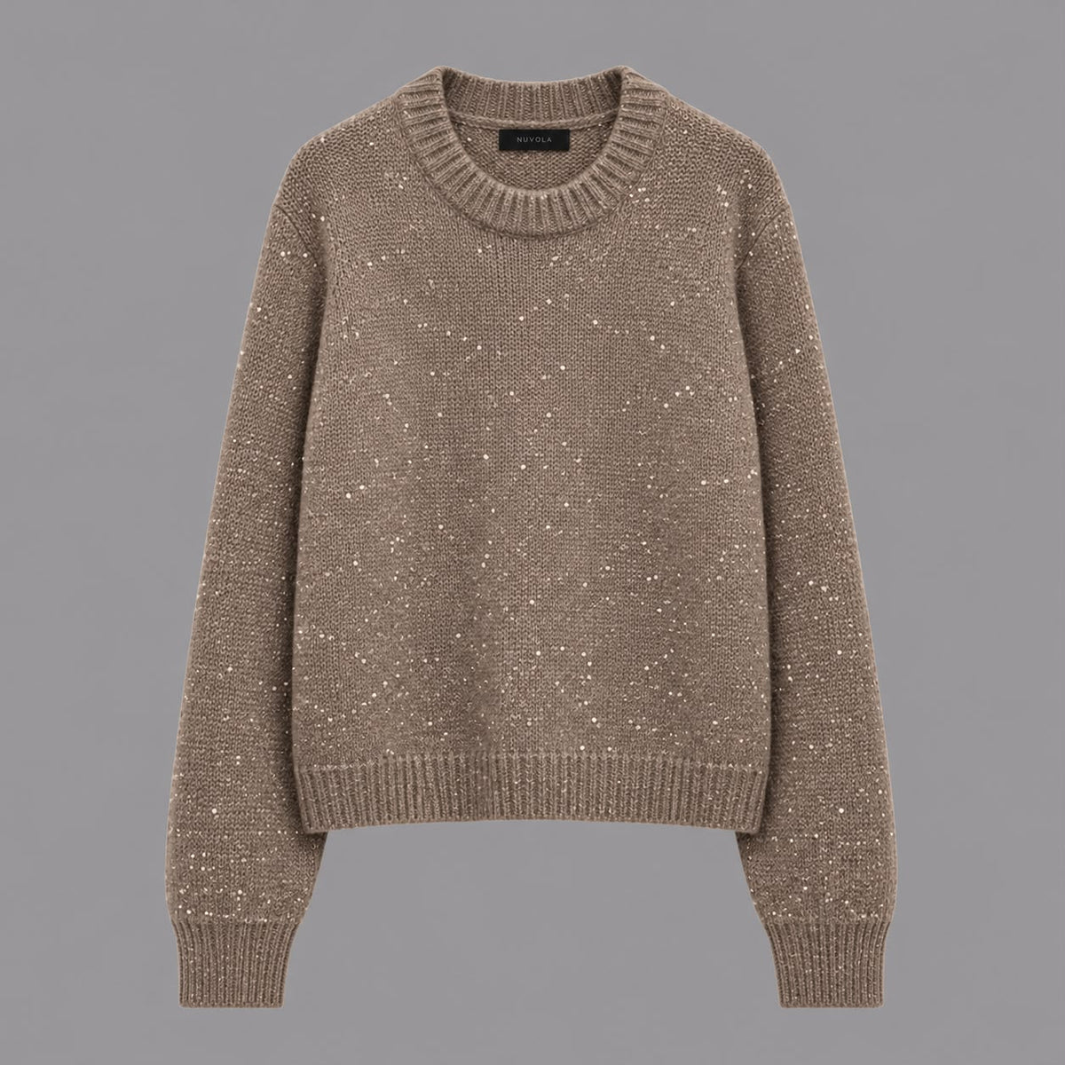 Maglia in Mohair con Paillettes Tortora