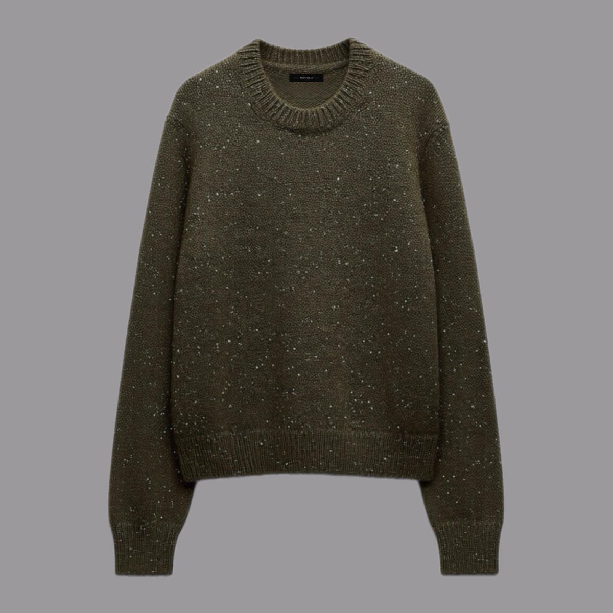 Maglia in Mohair con Paillettes Militare
