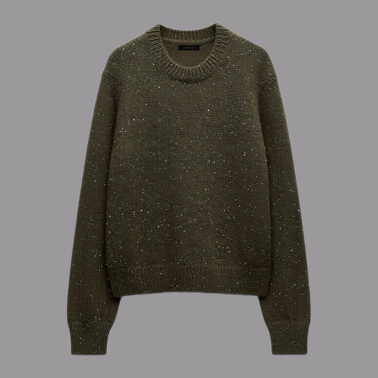 Maglia in Mohair con Paillettes Militare
