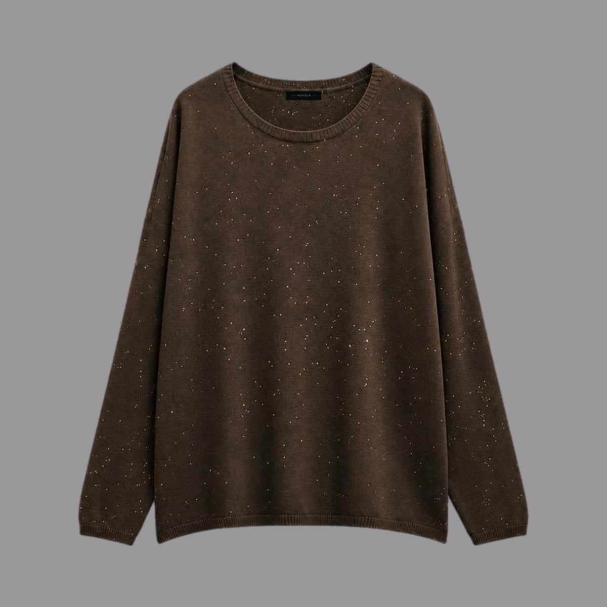 Maglia Over Con Paillettes Cioccolato