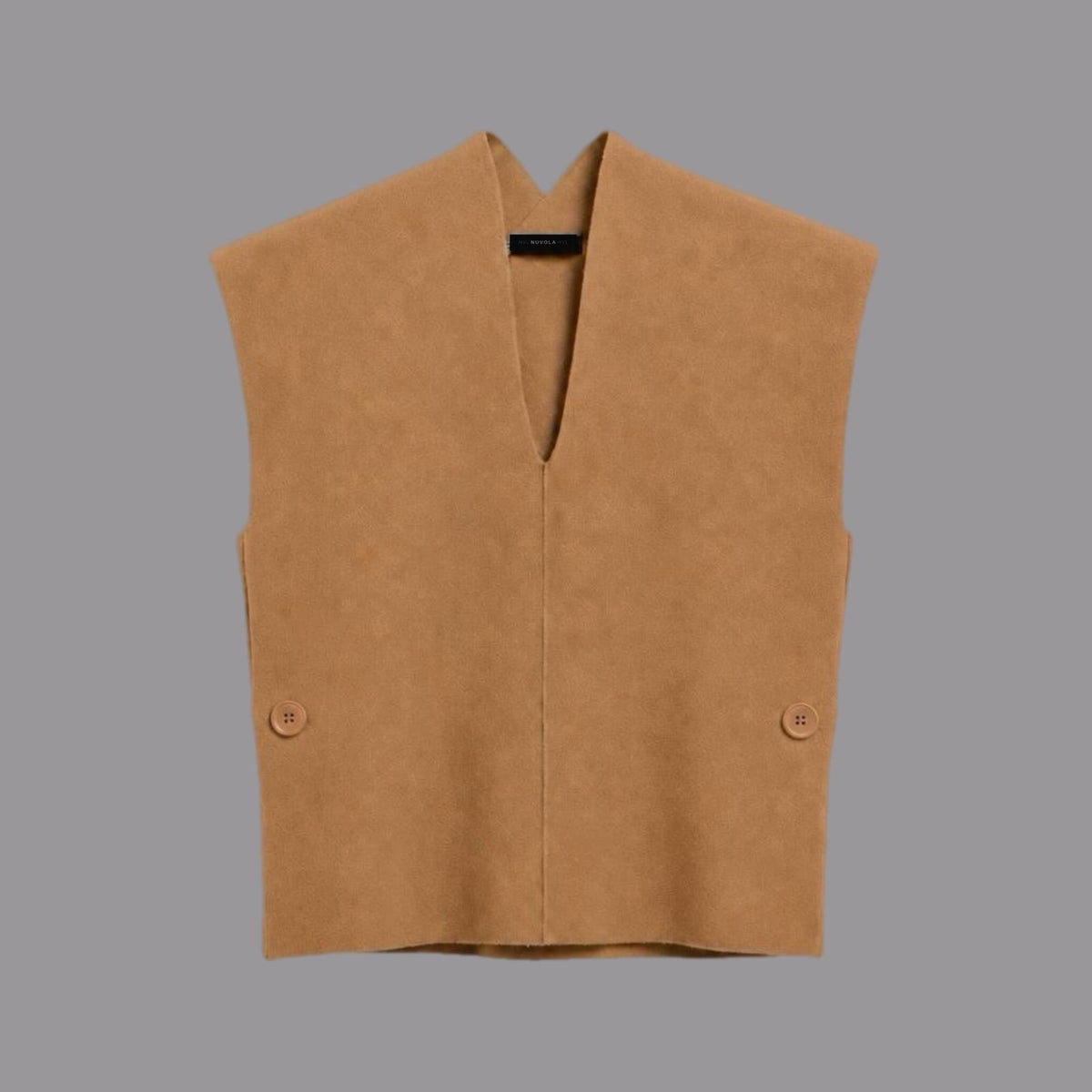 Gilet Scollo a V in Misto Cachemire Cammello