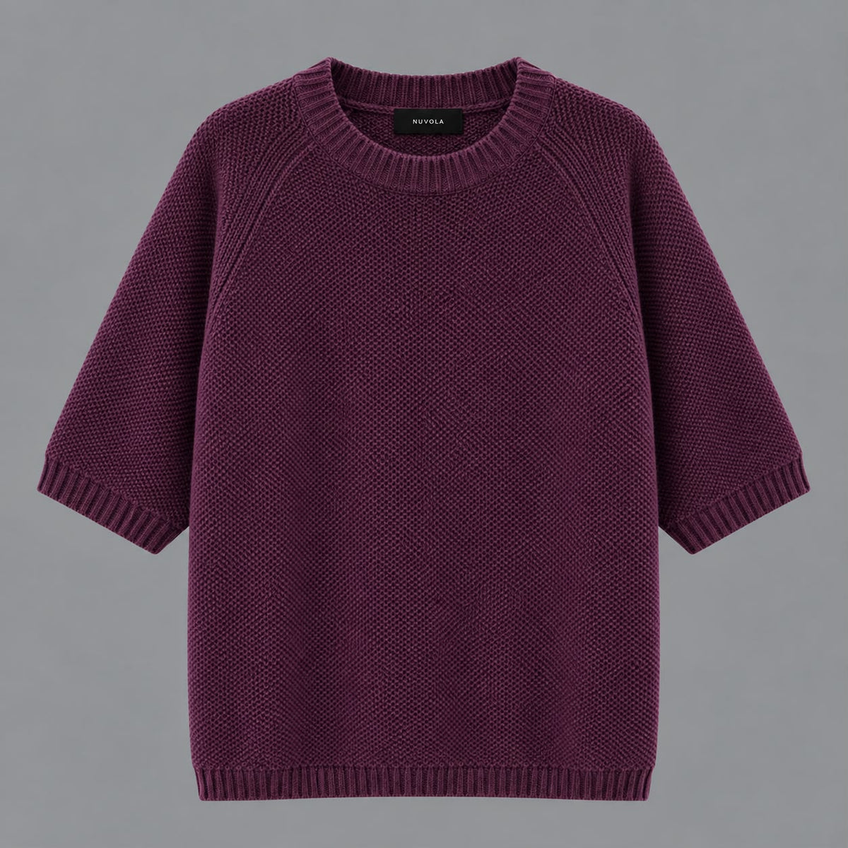 Maglia Girocollo Misto Cachemire Melanzana