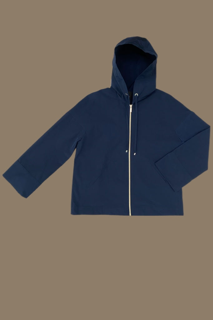 Trench con Cappuccio Blu