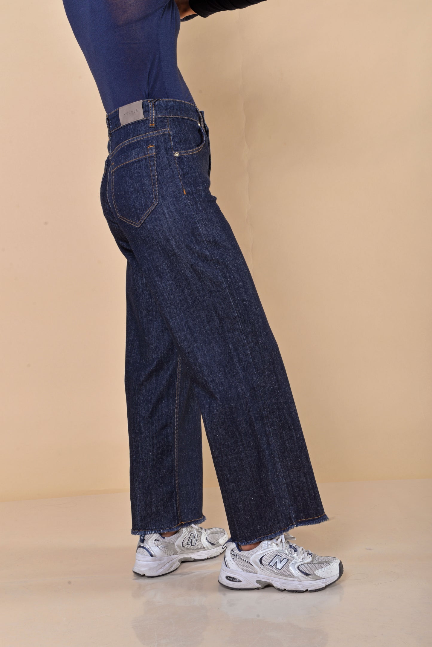 Jeans Gamba Larga Blu Denim