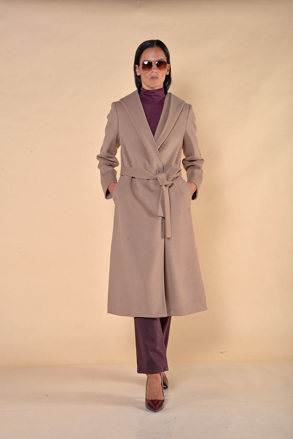 Cappotto Lungo Con Cappuccio Cammello