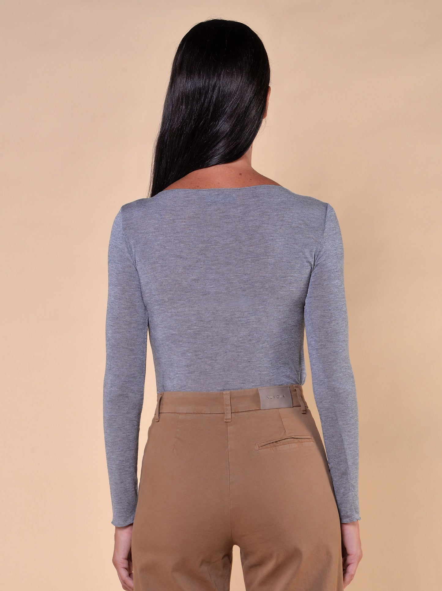 Maglia Misto Cachemire Scollo a Barca Grigio