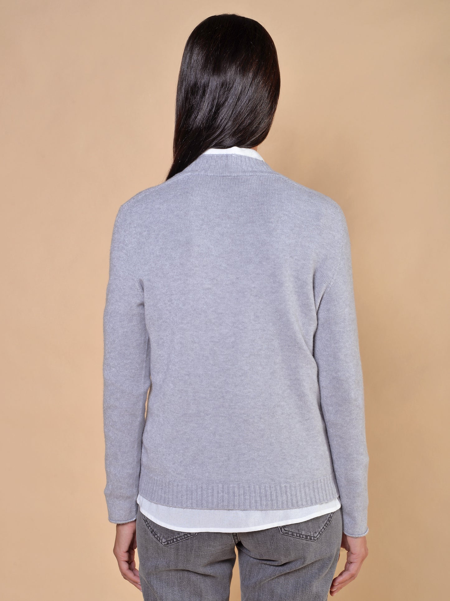 Giacca Collo Rever con Tasche Grigio Perla
