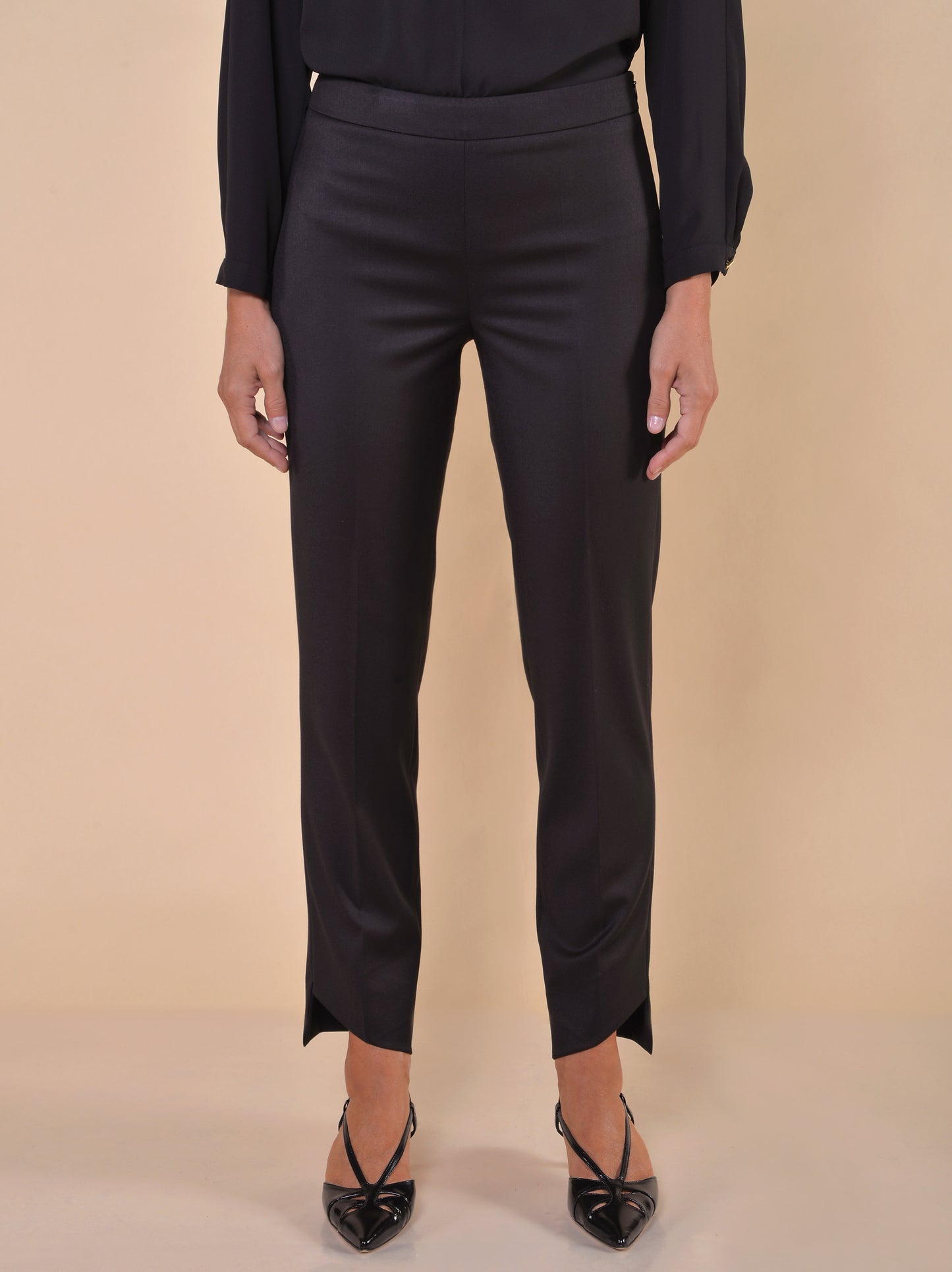 Pantaloni Zip Laterale e Spacchi Asimmetrici Nero