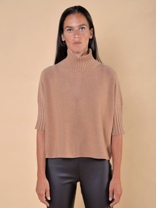 Fit Box Camel Turtleneck