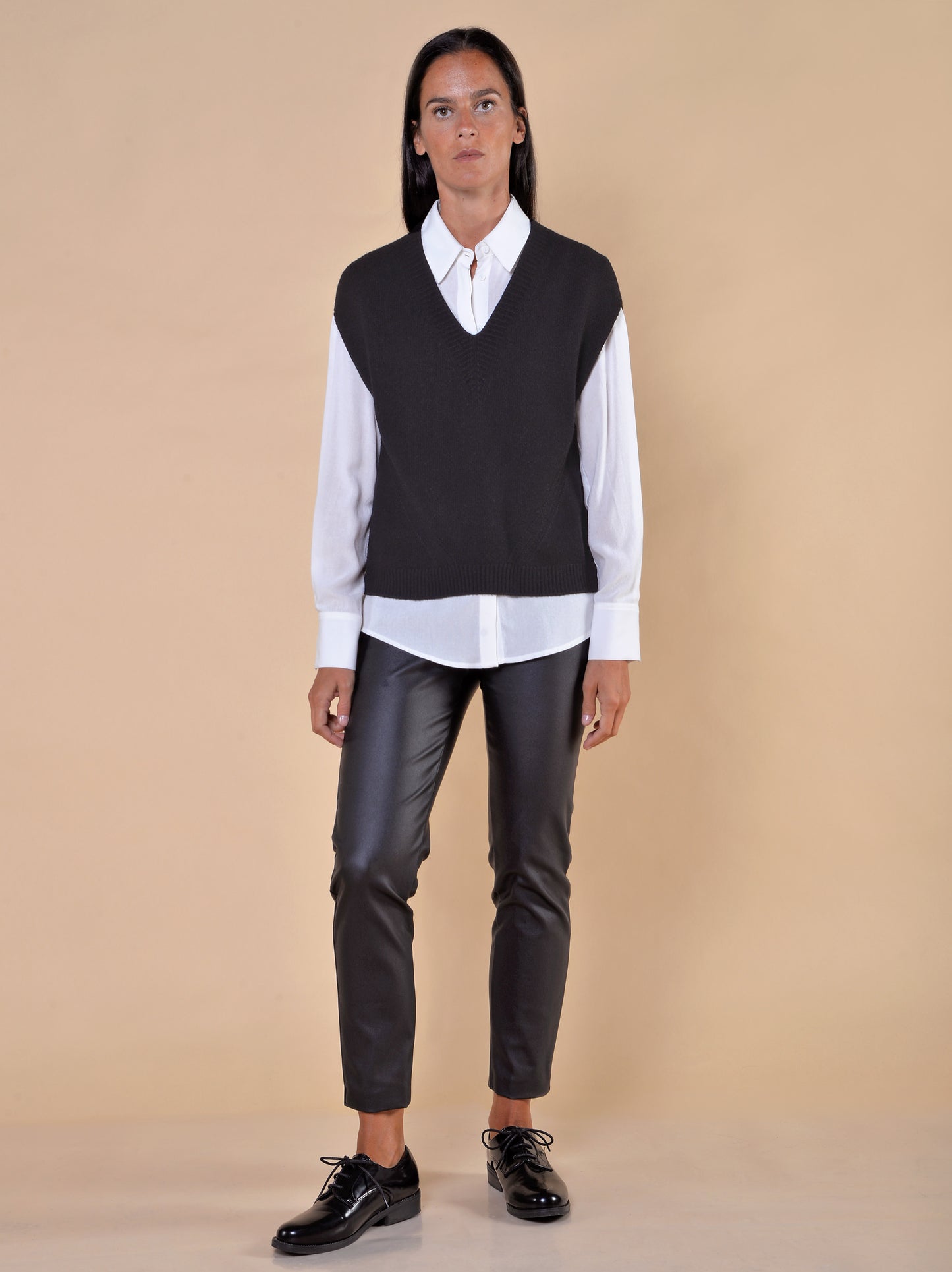Gilet in Maglia di Viscosa Elasticizzata Nero