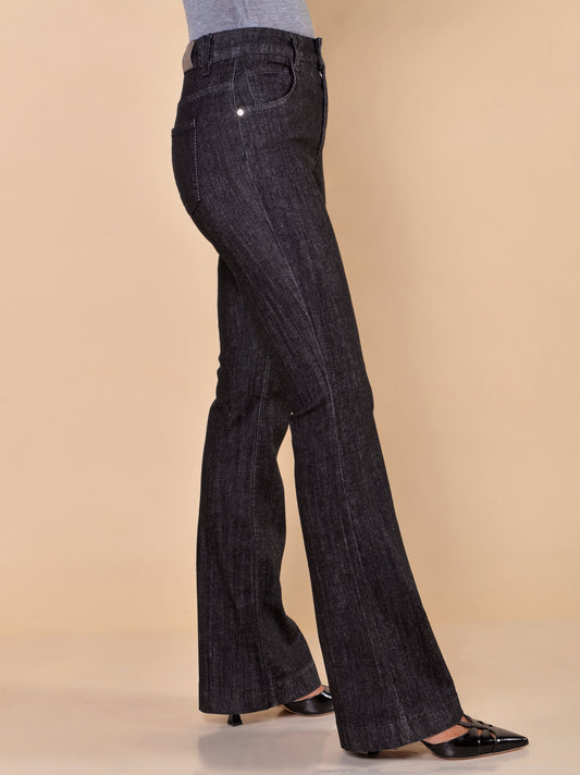 Jeans a Zampa Nero Denim