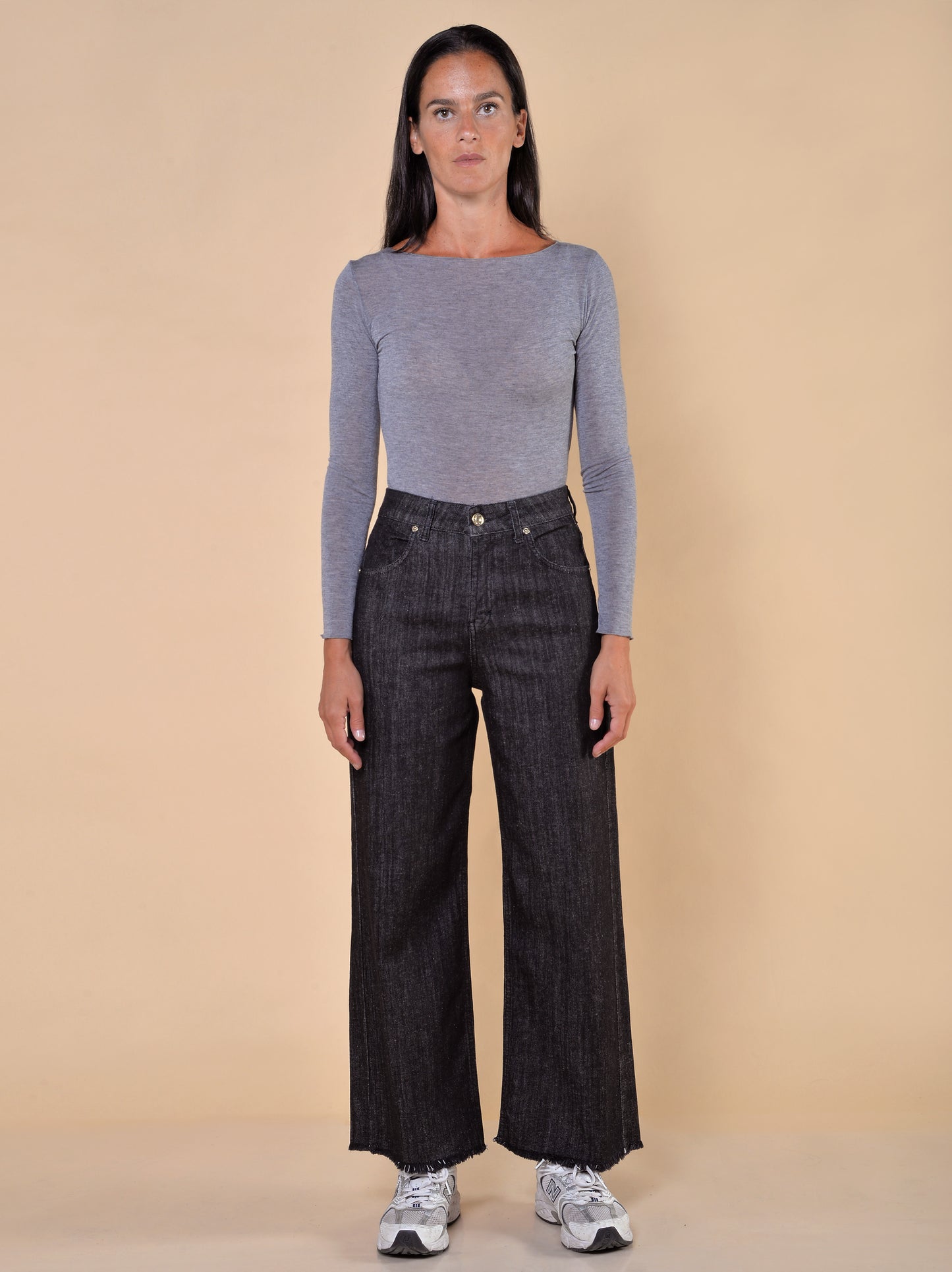 Jeans Gamba Larga Nero Denim