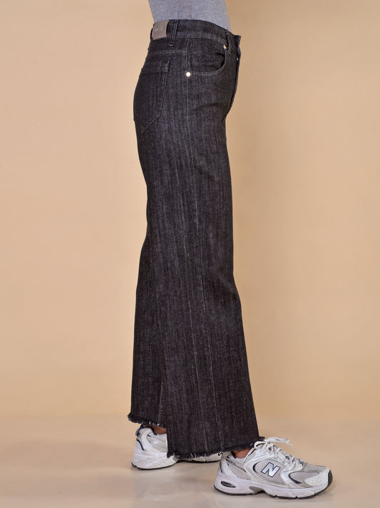 Jeans Gamba Larga Nero Denim