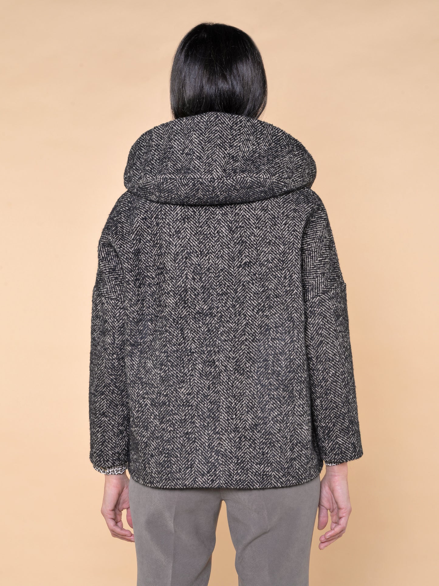 Giaccone con Cappuccio Fantasia Resca Cammello