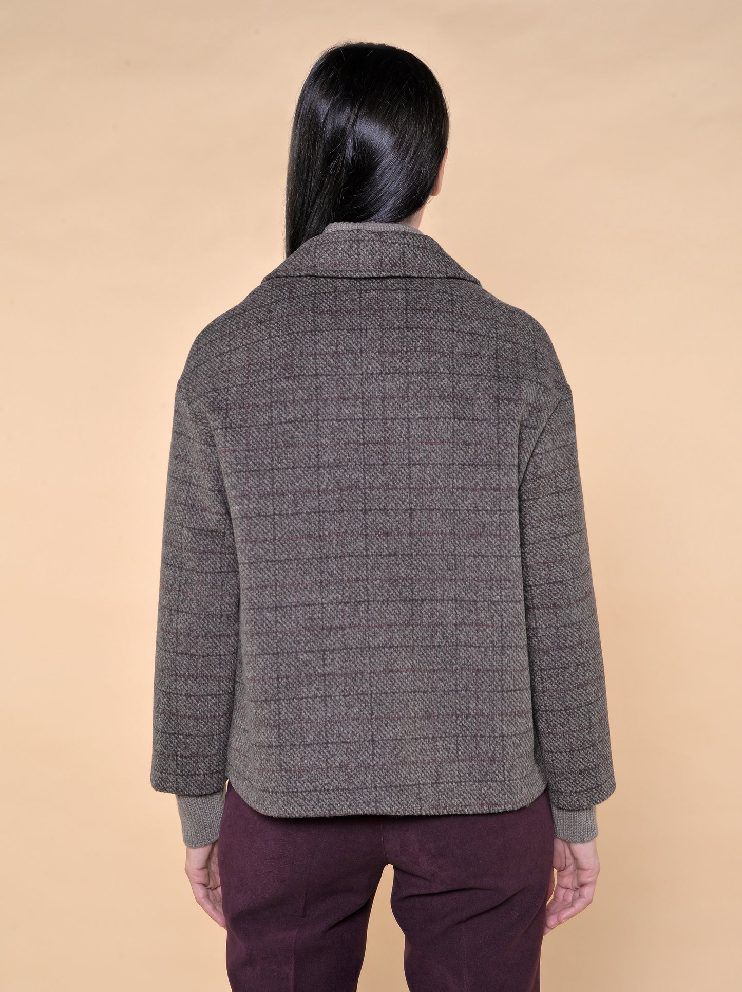 Cappa Doppiopetto Fantasia Quadro Bordeaux