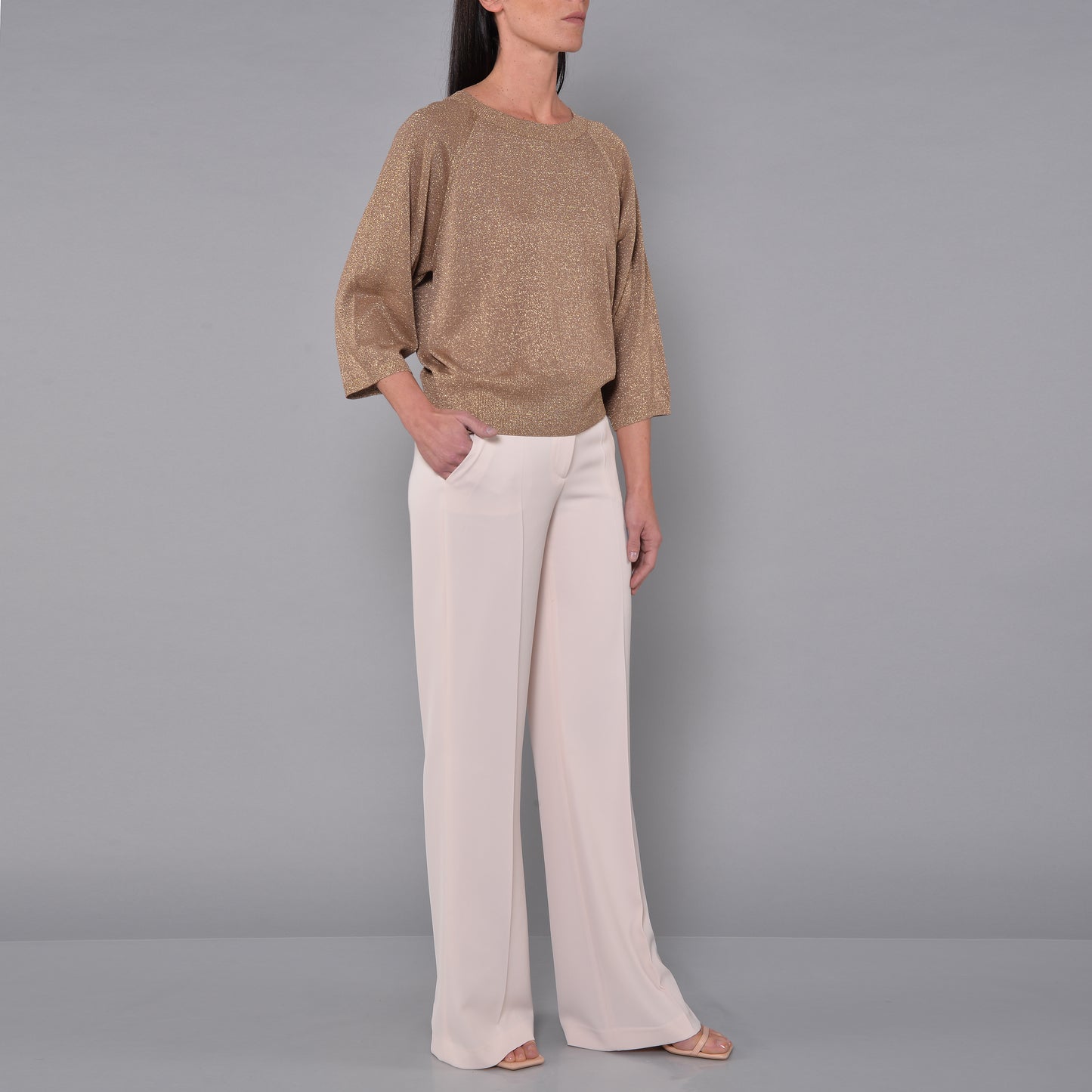 Maglia Lurex Bronzo Manica Raglan