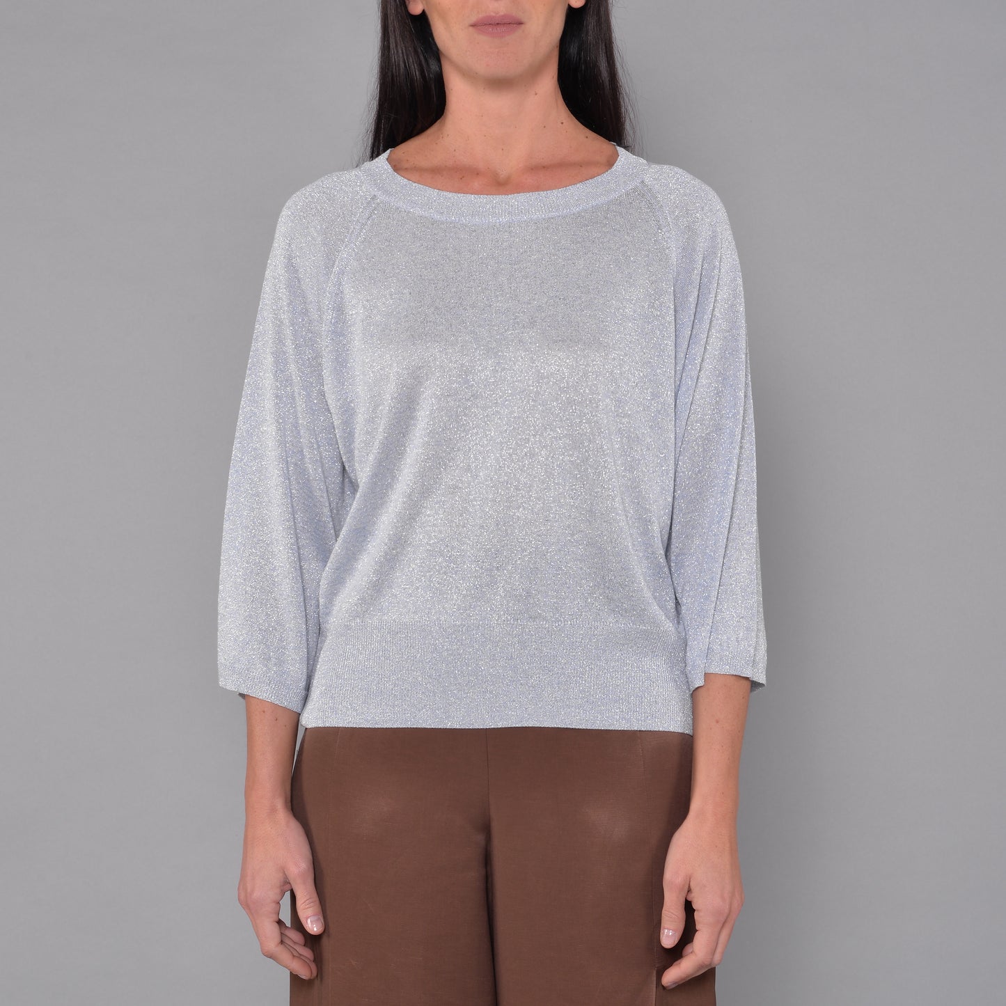 Maglia Lurex Celeste Manica Raglan