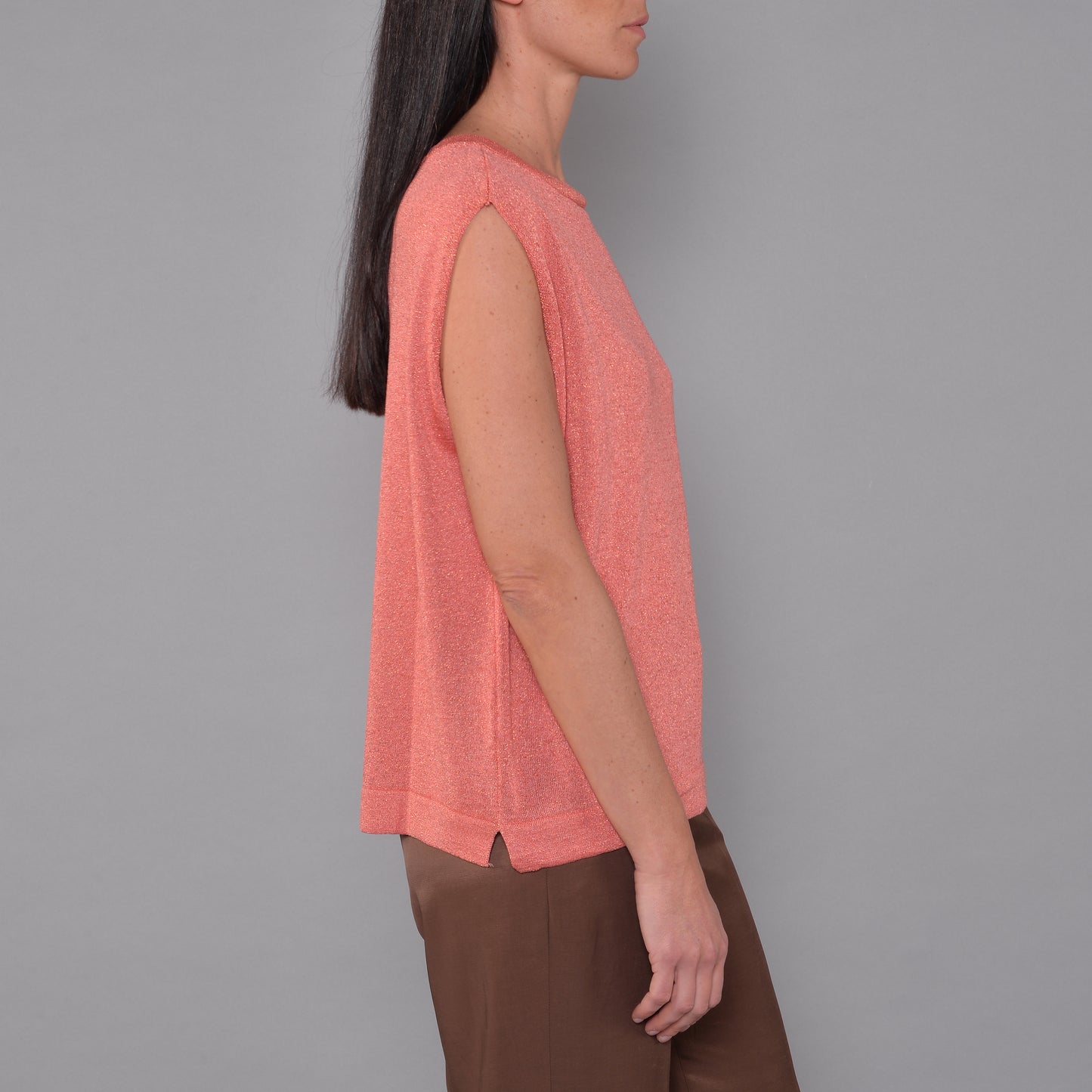 Sleeveless Coral Oversized Top