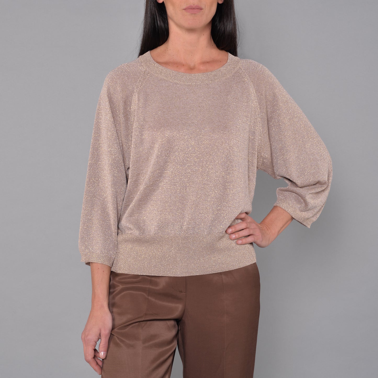 Lurex-Pullover Gold Raglanärmel