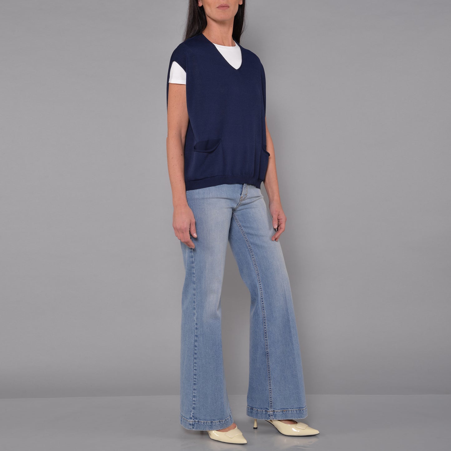 Light Blue Denim Flared Stretch Jeans