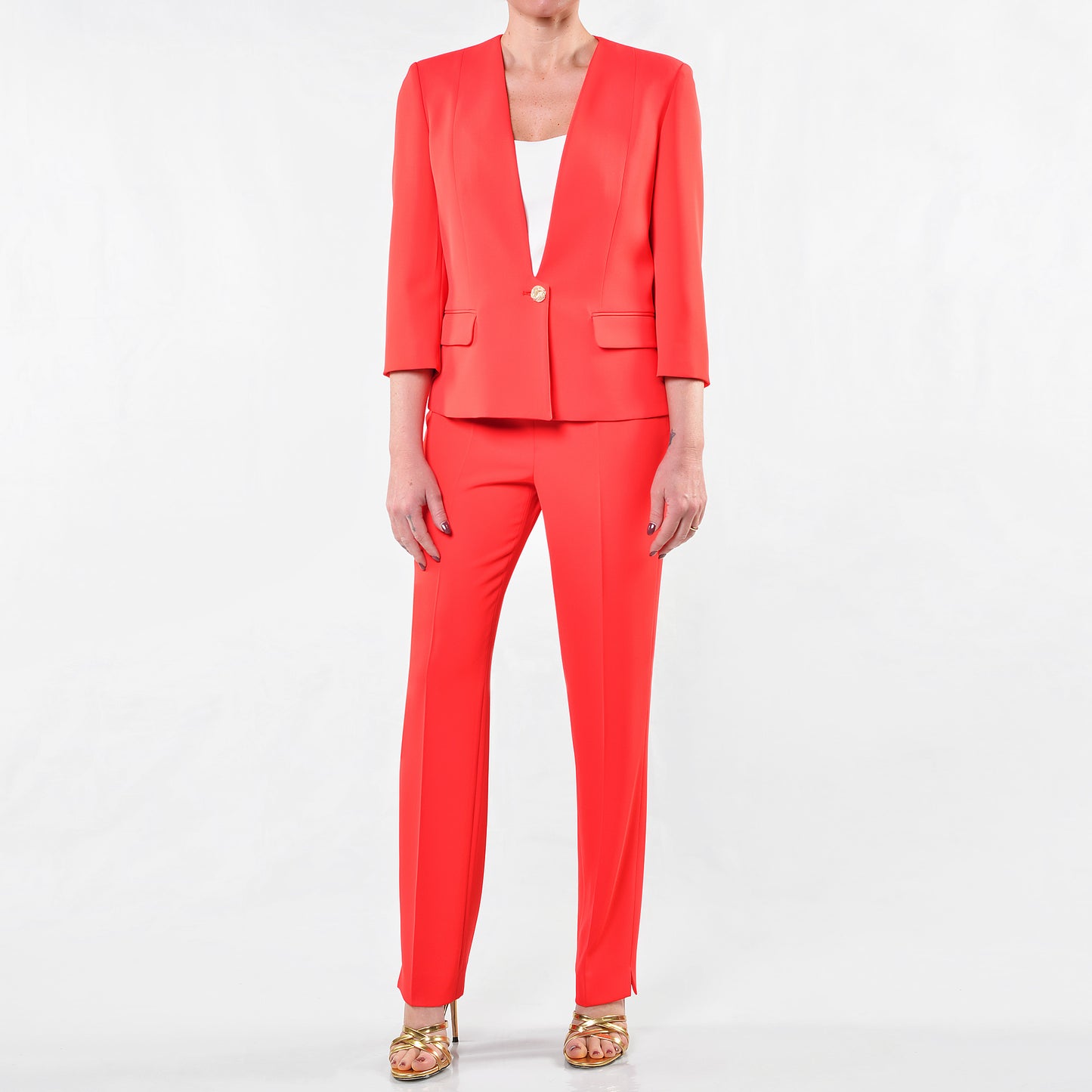 Pantaloni Zip Laterale Corallo