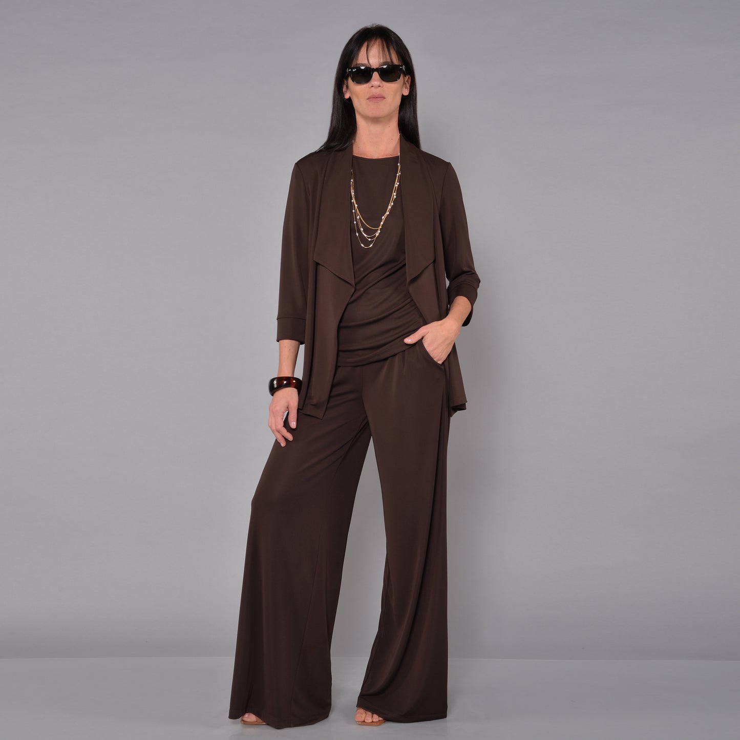 Cardigan Jersey Crepe Cioccolato