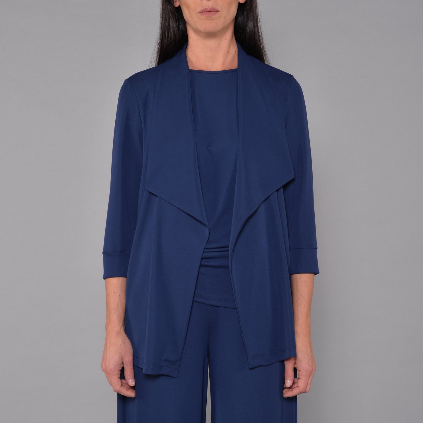 Maglia Asimmetrica in Jersey Crepe con Arricci Blu