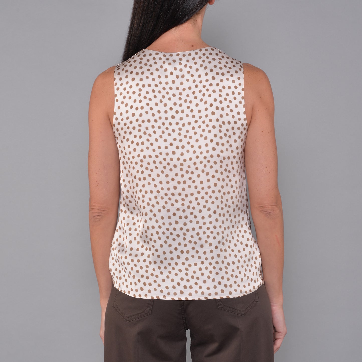 Top in Viscosa Fantasia Pois Caramello