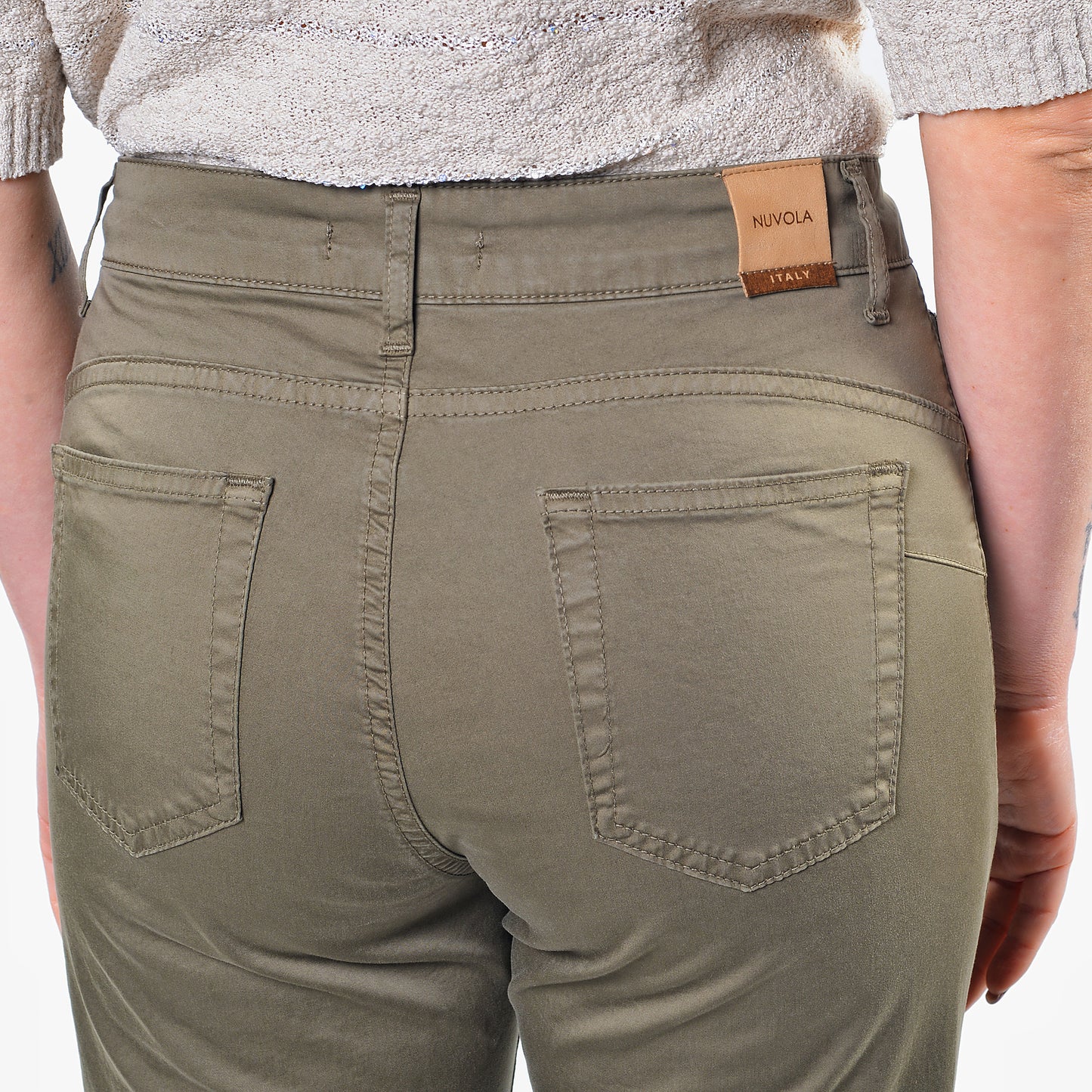 Pantaloni 5 Tasche in Cotone Rasato Militare