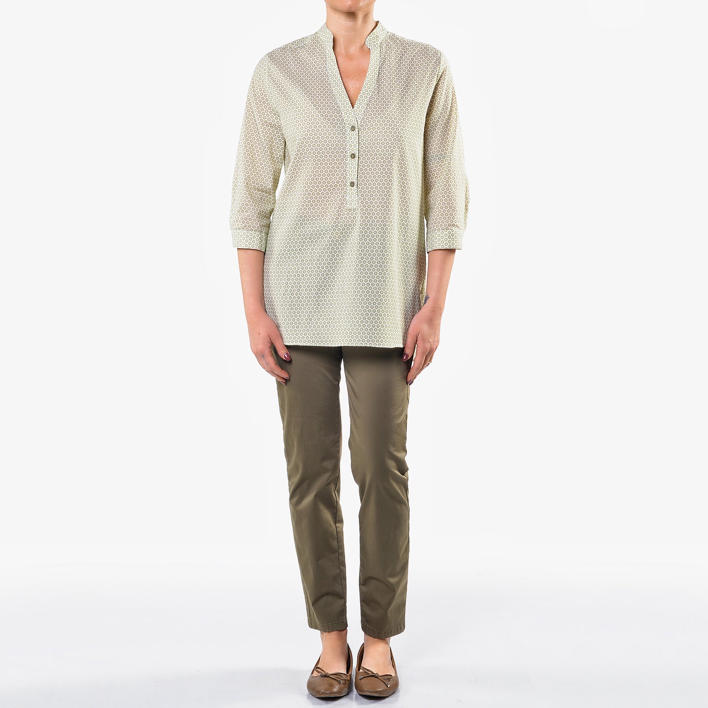 Pantaloni 5 Tasche in Cotone Rasato Militare