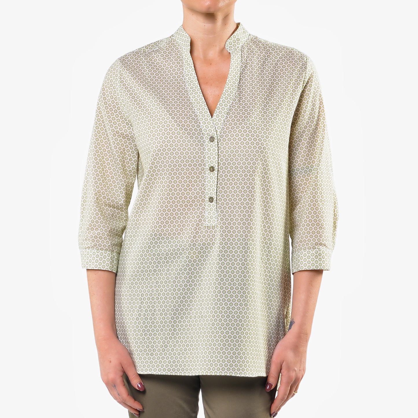 Camicia Coreana Microfantasia Verde Mela