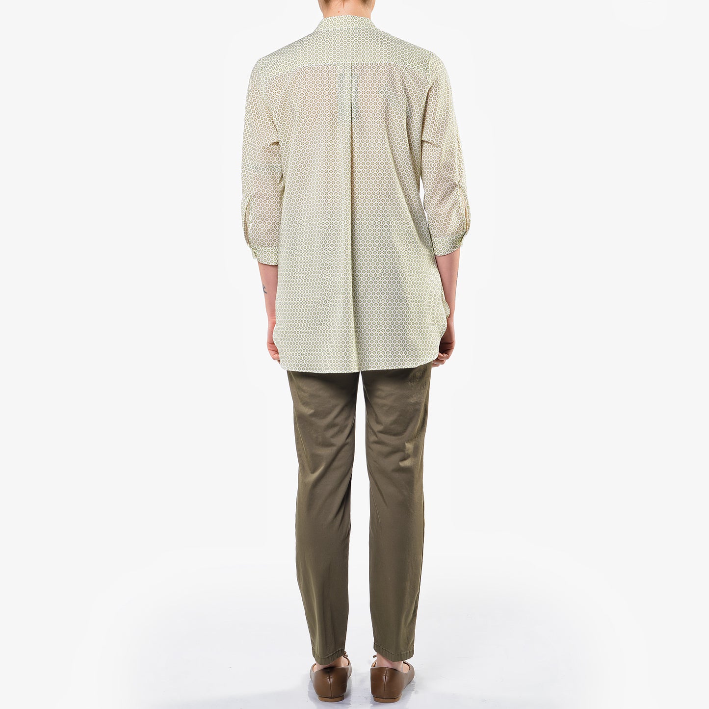 Camicia Coreana Microfantasia Verde Mela