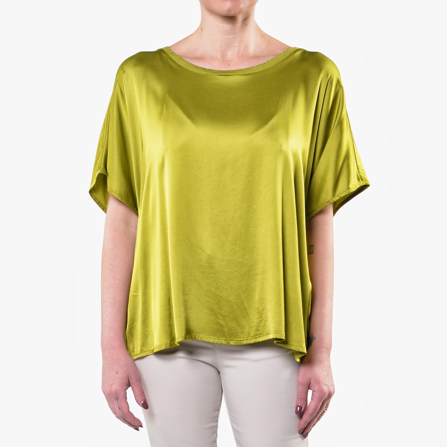Tunica in Raso di Viscosa Elasticizzato Lime