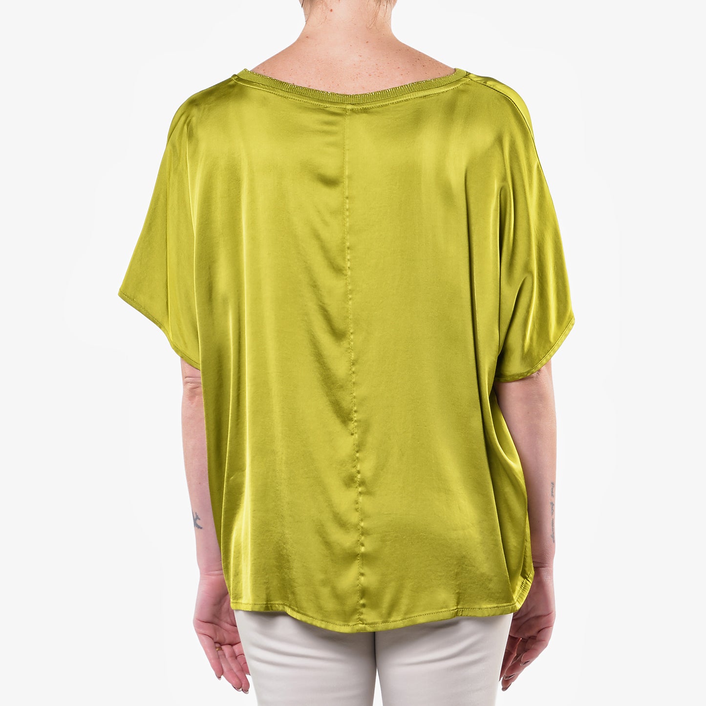 Tunica in Raso di Viscosa Elasticizzato Lime