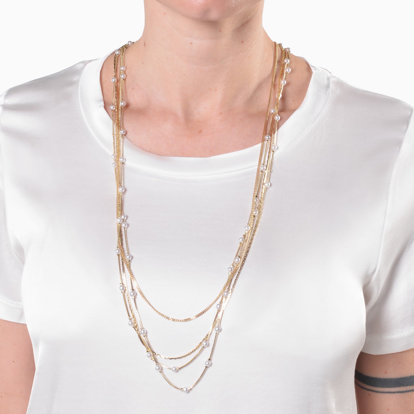 Collana Galvanica Oro con Perline