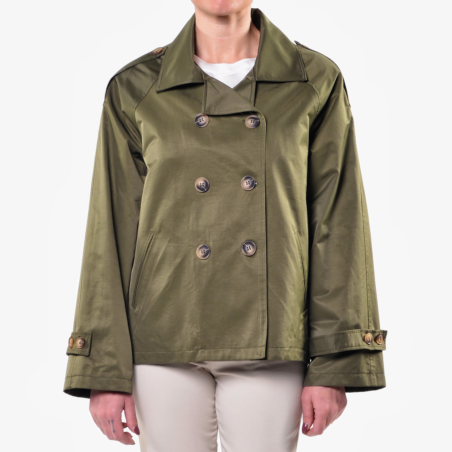 Trench Doppiopetto Verde Militare