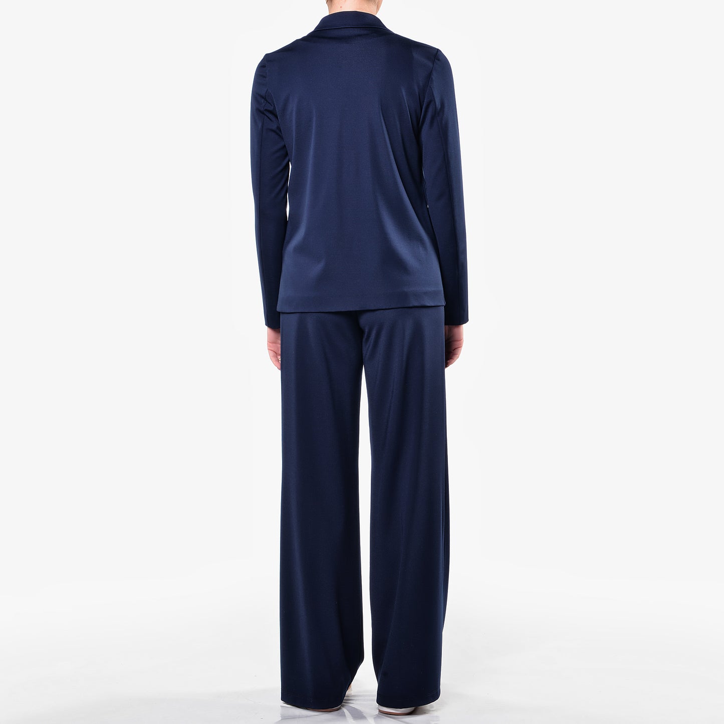 Blaue Jerseyjacke mit aufgesetzten Taschen