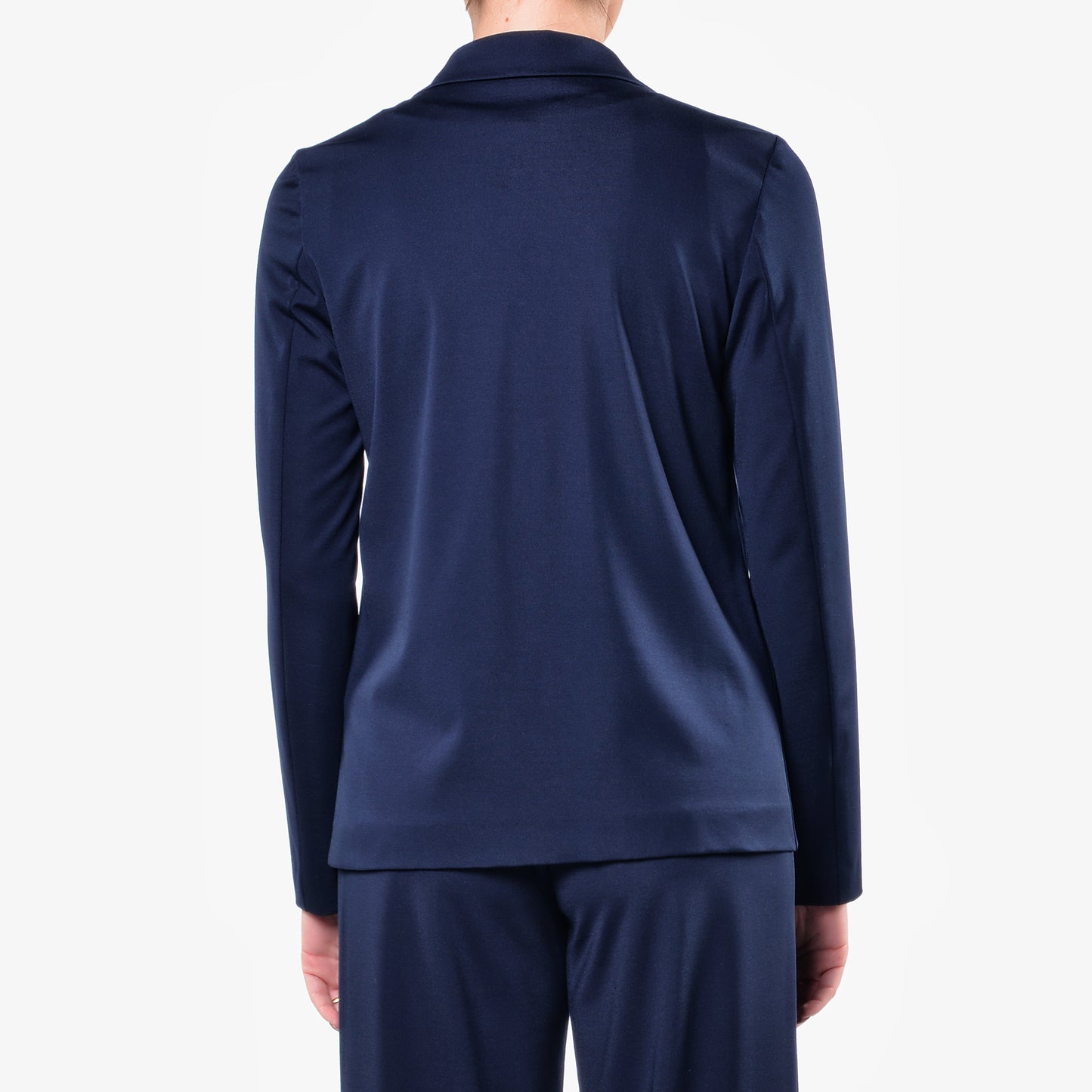 Blaue Jerseyjacke mit aufgesetzten Taschen