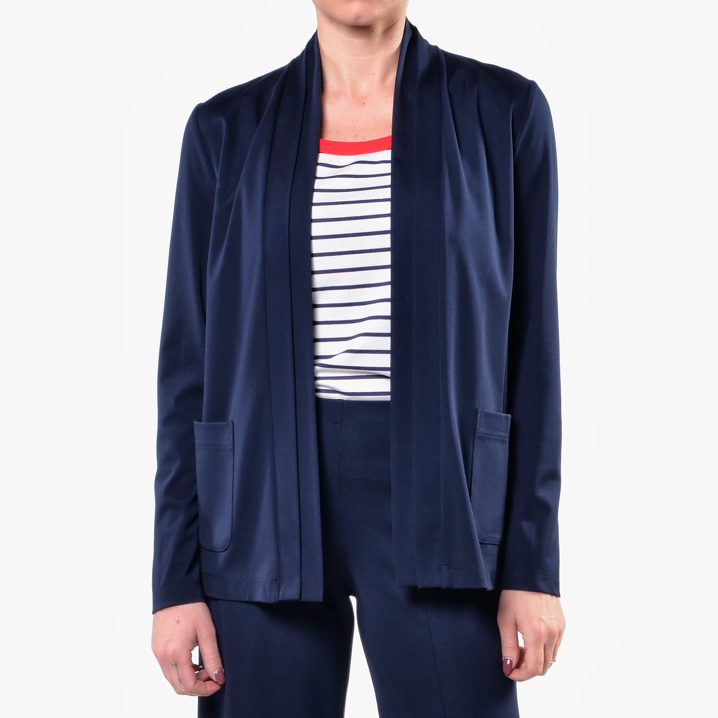 Giacca Cardigan in Jersey Blu