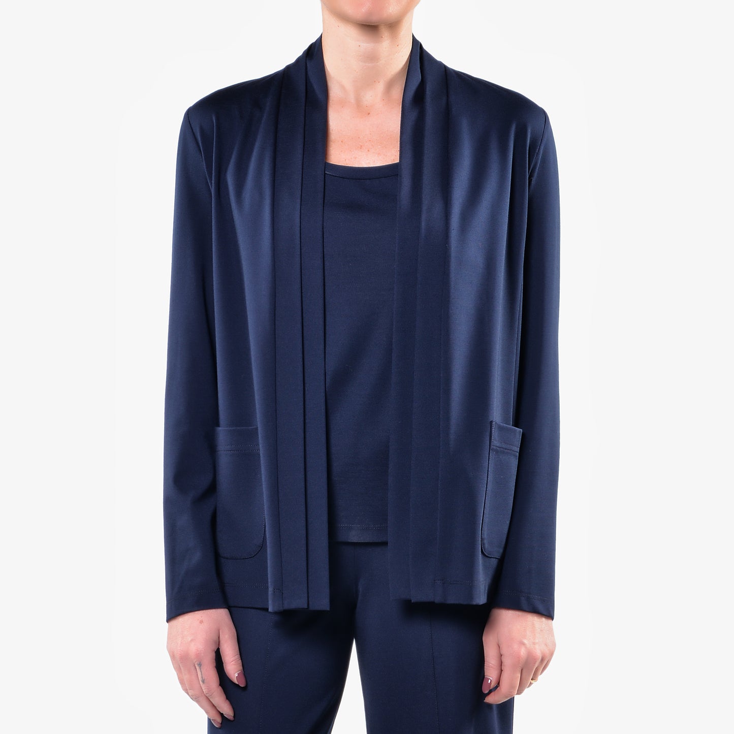 Giacca Cardigan in Jersey Blu